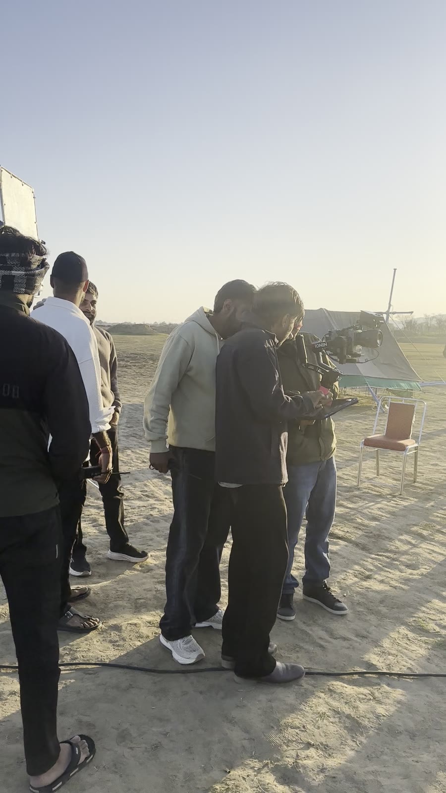 Production crew on outdoor location